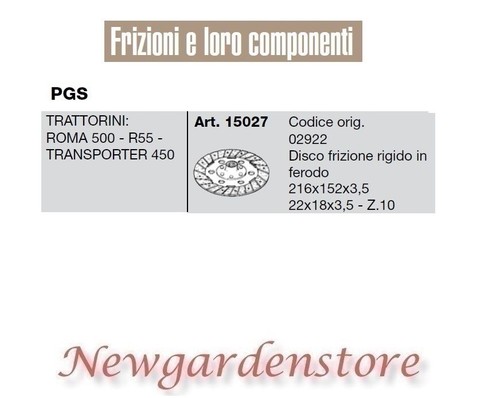 Disque embrayage 15027 - embrayage, pgs
