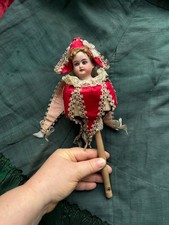Marotte Poupée Ancienne A Musique Tête Buste En Biscuit Tout D’origine Sifflet