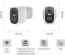 Caméra de Surveillance extérieure sans Fil WiFi, Notif,dét Mouv, Bat int, Konyks