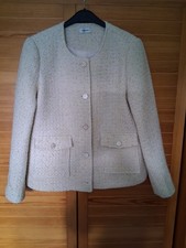 VESTE NEUVE EFFET TWEED DAMART AVEC FIL DORÉ COULEUR BLANC CASSÉ - TAILLE 40