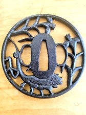 Tsuba Sukashi  pour Katana Décor Ajouré Mante Religieuse École Akasada Edo