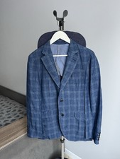 Veste légère à carreaux bleus blazer en lin Hackett London homme taille 38R