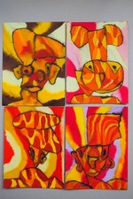 art brut art singulier outsider art - Jeroen ter Welle - 4 aquarelles  2002