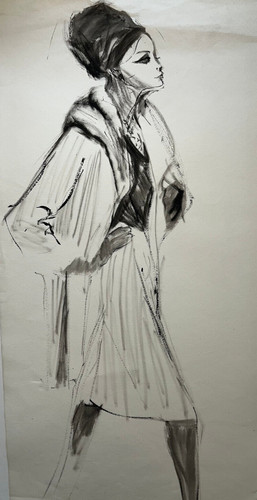 Manteau femme chapeau dessin - manteau,