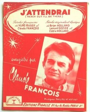 Partition vintage sheet music CLAUDE FRANCOIS : J'attendrai * 60's The Four Tops