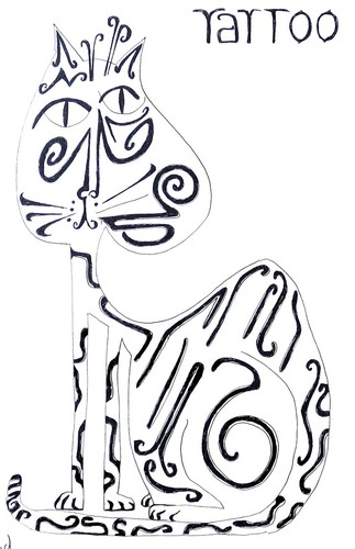 Dessin chat tatoo original - chat,