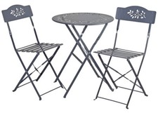 Lot de Meubles 3 Pièces Jardin Mobilier Chaises Table Set Fer Ensemble Métal