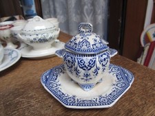 magnifique ancien moutardier,en faience de sarreguemines sinceny,parfait