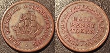 Canada - Nova Scotia - half penny token 1813 SUP ! FOR GENERAL ACCOMODATION