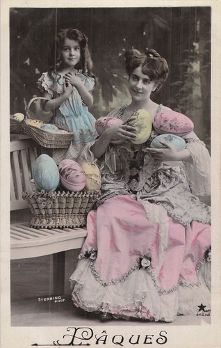 Enamelling easter woman - cp,