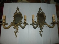 Paire d’appliques miroir anciennes en bronze doré – Style Louis XV, vers 1900