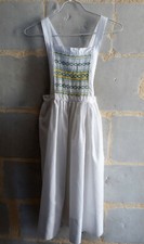Robe tablier blanche à smock Vintage pour filette 10-12 ans très bonne qualité 