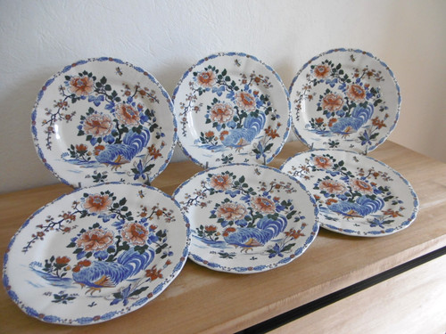 Six assiettes plates faience - plates,