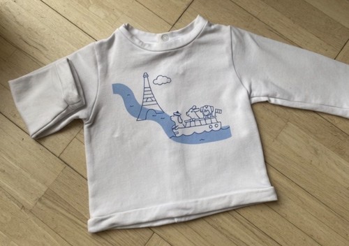 Pull blanc motif - blanc, bleu