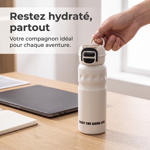 Bouteille thermos avec paille