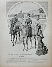 PUBLICITÉ PRESSE 1903 COSTUME DE CHEVAL JUPE COURTE ROBE DE VISITE DRAP SATIN