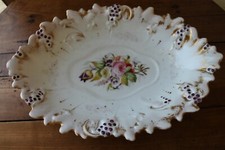 porcelaine de Paris - ancienne corbeille - plat creux - dorure décor fleurs