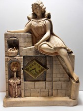 PENDULE PENDULETTE ART DECO LION OISEAUX JEUNE FEMME /  CLOCK UHR OROLOGIO