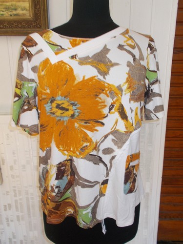 Shirt viscose blanc fleurs - t-shirt,