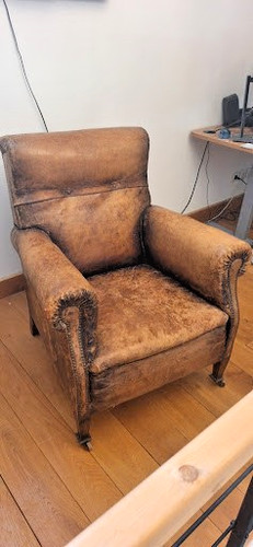 Fauteuil club ancien - fauteuil, cuir