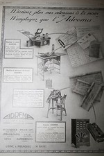 pub ancienne 1925 PUBLICITE ADREMA MACHINE A IMPRIMER 