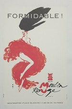 Bal du Moulin Rouge Gruau vers 1970 Affiche Originale Cabaret Mode Publicitaire