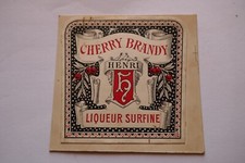 Maquette ancienne originale étiquette LIQUEUR CHERRY BRANDY Henri peinture