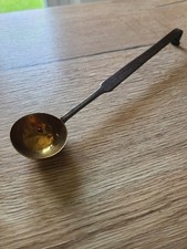 Ancienne louche en laiton et fer forgé,  ustensile vintage artisanal, décoration