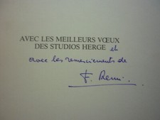 TINTIN  CARTE DE VOEUX  STUDIOS HERGE  1984  / TRYPTIQUE AVEC SIGNATURE  F  REMI