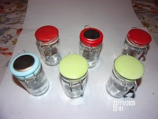 6 mini bocaux en verre transparent, fermés par un couvercle hermétique