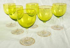 6 verres à vin du Rhin - Baccarat - cristal overlay vert et or