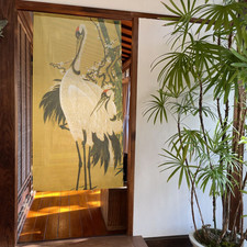 Rideau japonais Noren « bambou et prune avec grues » Ito Jakuchu du Japon neuf