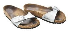 Sandales Plates En Cuir Grises À Boucle Birkenstock Madrid Femme EU 38