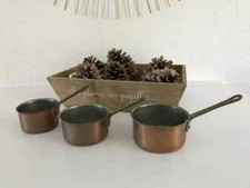 7 ⚜️ Lot de Trois Petites Casseroles En Cuivre Vintage
