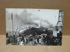 LE HAVRE (76) carte photo incendie du paquebot LE PARIS 1939