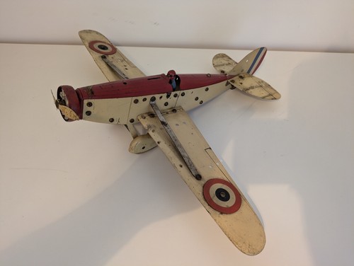 Avion ancien meccano tole - avion, en