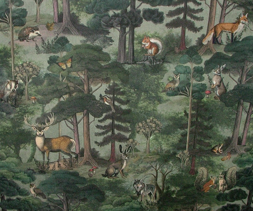 Forêt animaux rideau tissu - animaux,