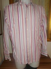 Chemise coton beige rayé rose