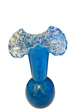 ancien vase bleu et blanc en verre  Clichy ?  décoration vintage  verrerie verre