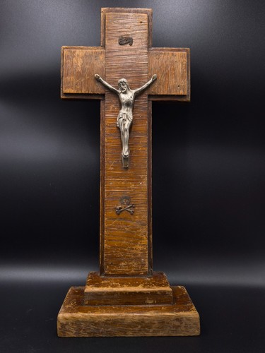 Ancien grand crucifix bois - crucifix, en