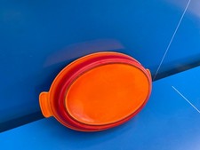 PLAT Le Creuset EN FONTE OVALE ø 32 CM ORANGE TBE RARE N°32 Cocotte Four