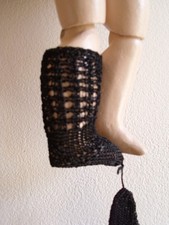 Poupée ancienne : Chaussettes en soie noire Taille 2 (Bleuette)