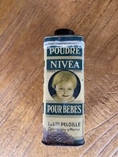 Ancienne Boîte en Tôle Publicitaire Lithographiée Poudre Nivéa pour Bébés