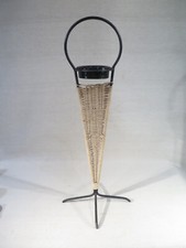 ANCIEN CENDRIER EN FER ET ROTIN FAIENCE NOIR VERS 1950 CANAPE FAUTEUIL