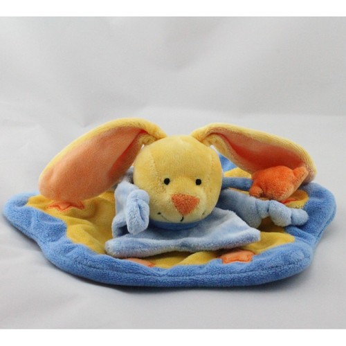 Doudou plat lapin bleu jaune - ,