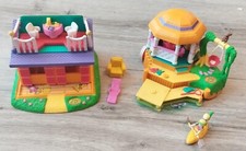 vintage blue bird POLLY POCKET lot 2 petites maison , pêche canoé kayak