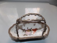 panier ancien céramique vintage florale de  1950 bon état 