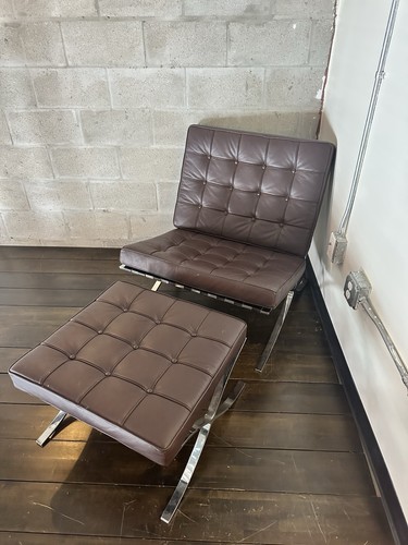 Barcelona brown leather chair - brown,