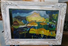 Tableau Huile sur panneau fauvisme La Sainte Victoire Provence. Signé.