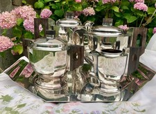 Service Thé Café Art Déco 1930 Métal Argenté Poinçon d'orfèvre